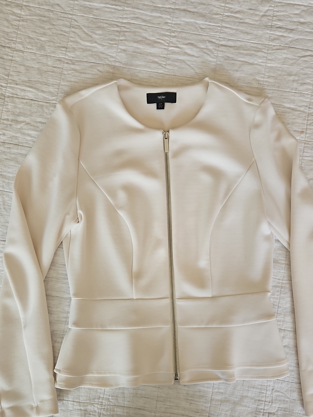 Masimo Cream Peplum Zip Jacket
